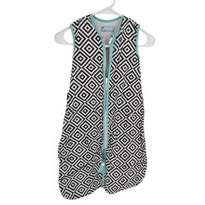 Original grobag wearable blanket sleeper black white geometric teal trim 6 18 mo